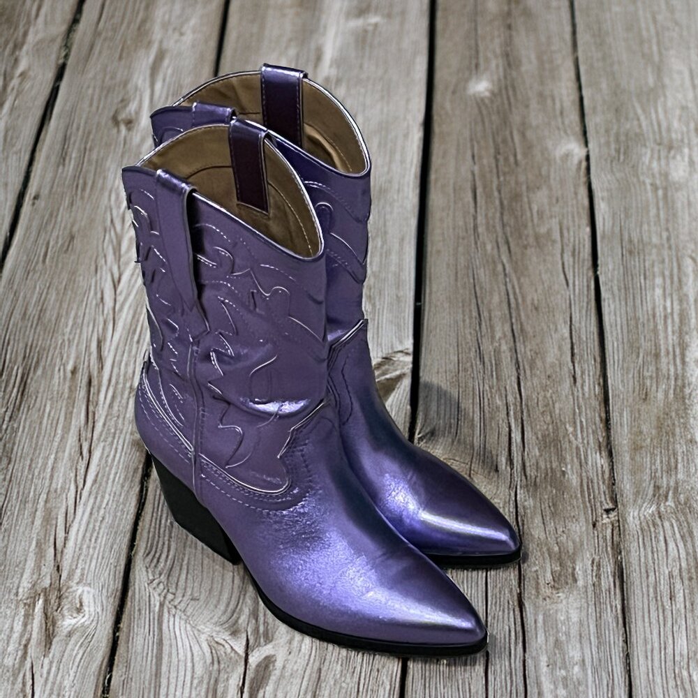 Dolce Vita Metallic Electric Violet Leather Pull On Boots